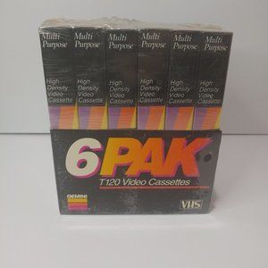 Vintage GEMINI T-120 VHS Tapes 6 Pack Multi Purpose HIGH DENSITY 1993 SEALED